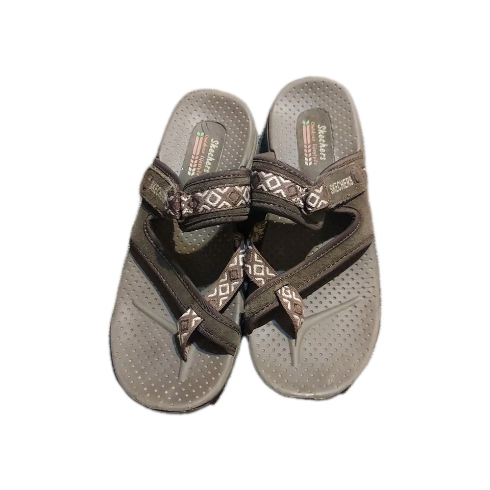 Womens Skechers Outdoor Lifestyle Brown Thong Sandals Adjustable‎ Size 8 Summer